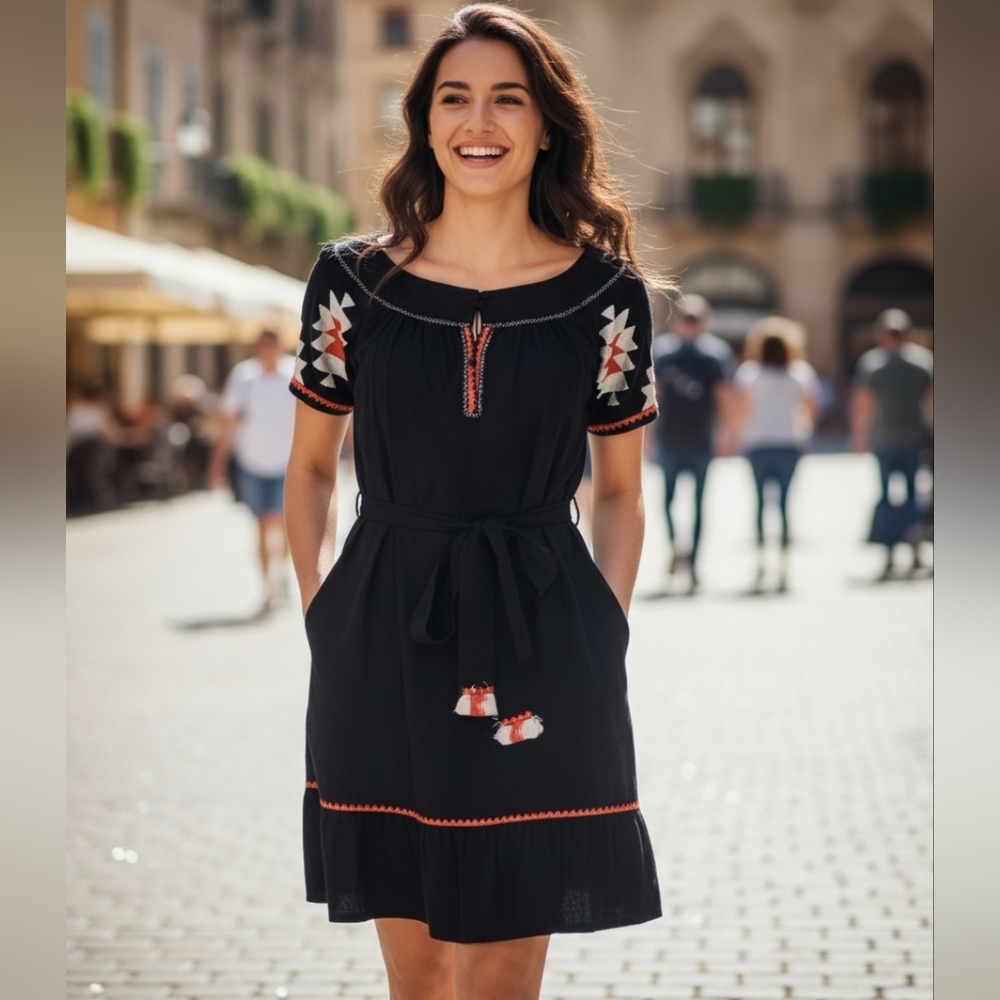 Tory Burch embroidered Blue Boho mini dress 4